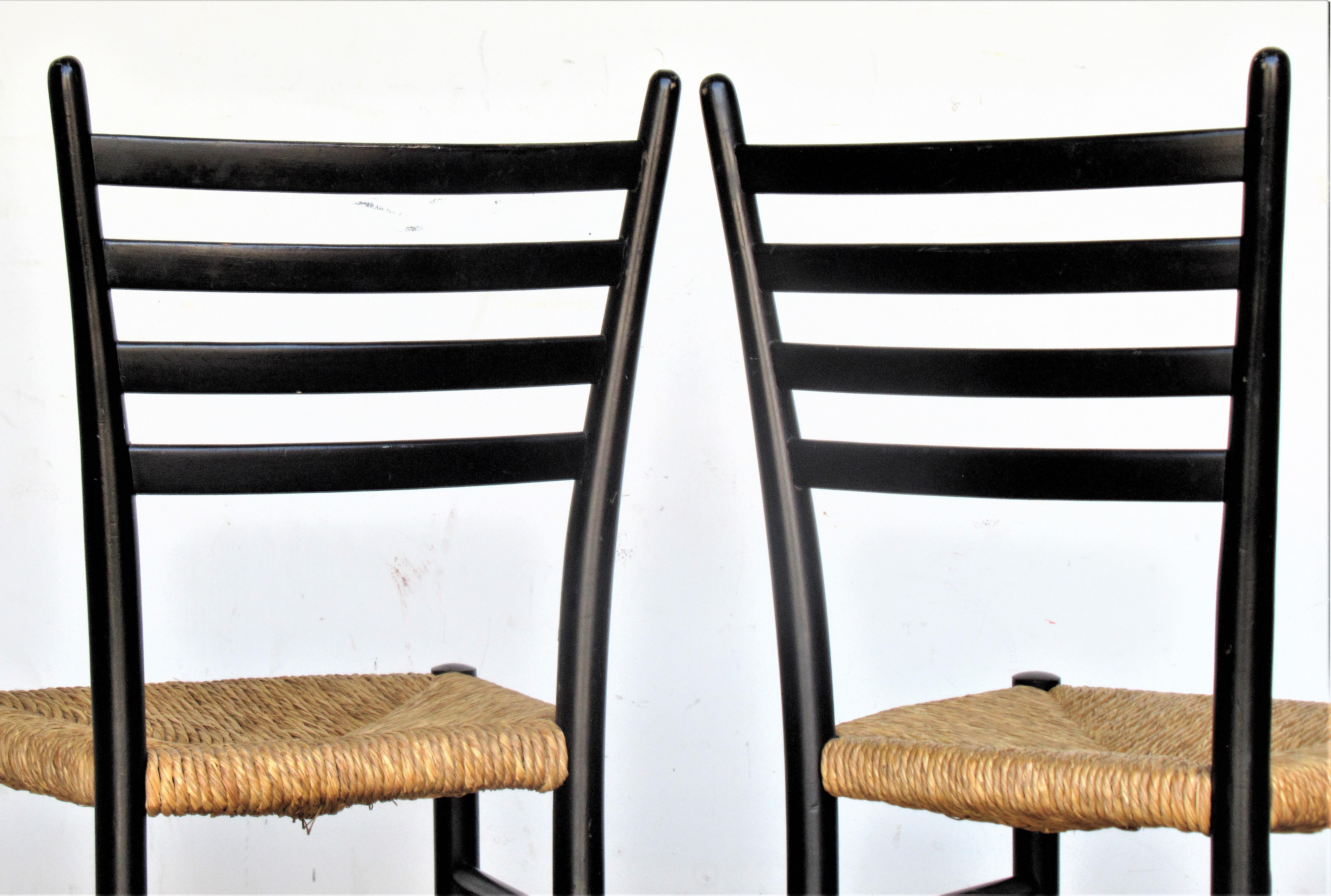 Chaises italiennes à dossier en échelle dans le style de Gio Ponti en vente 2