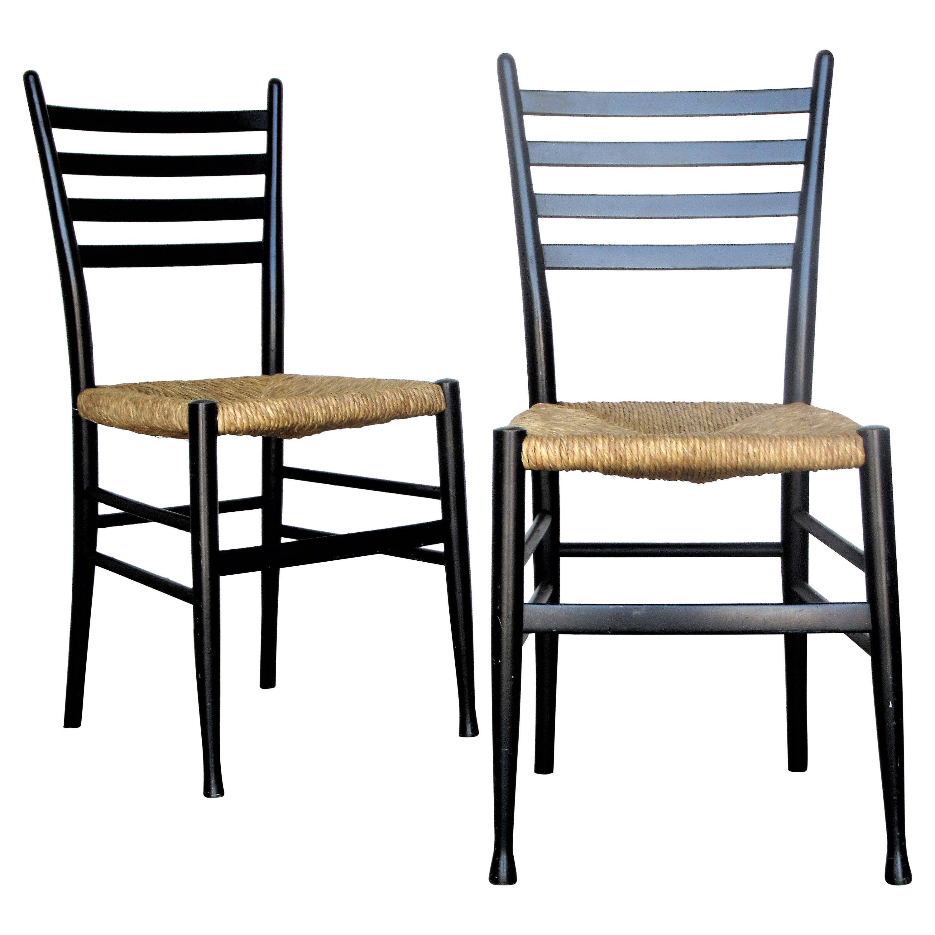 Italian Ladder Back Chairs in the Style of Gio Ponti