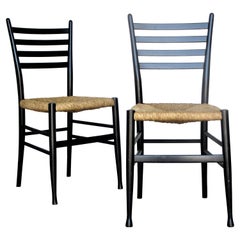 Used Italian Ladder Back Chairs in the Style of Gio Ponti