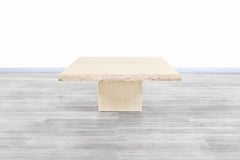 Italian Modernist Live Edge Travertine Coffee Table