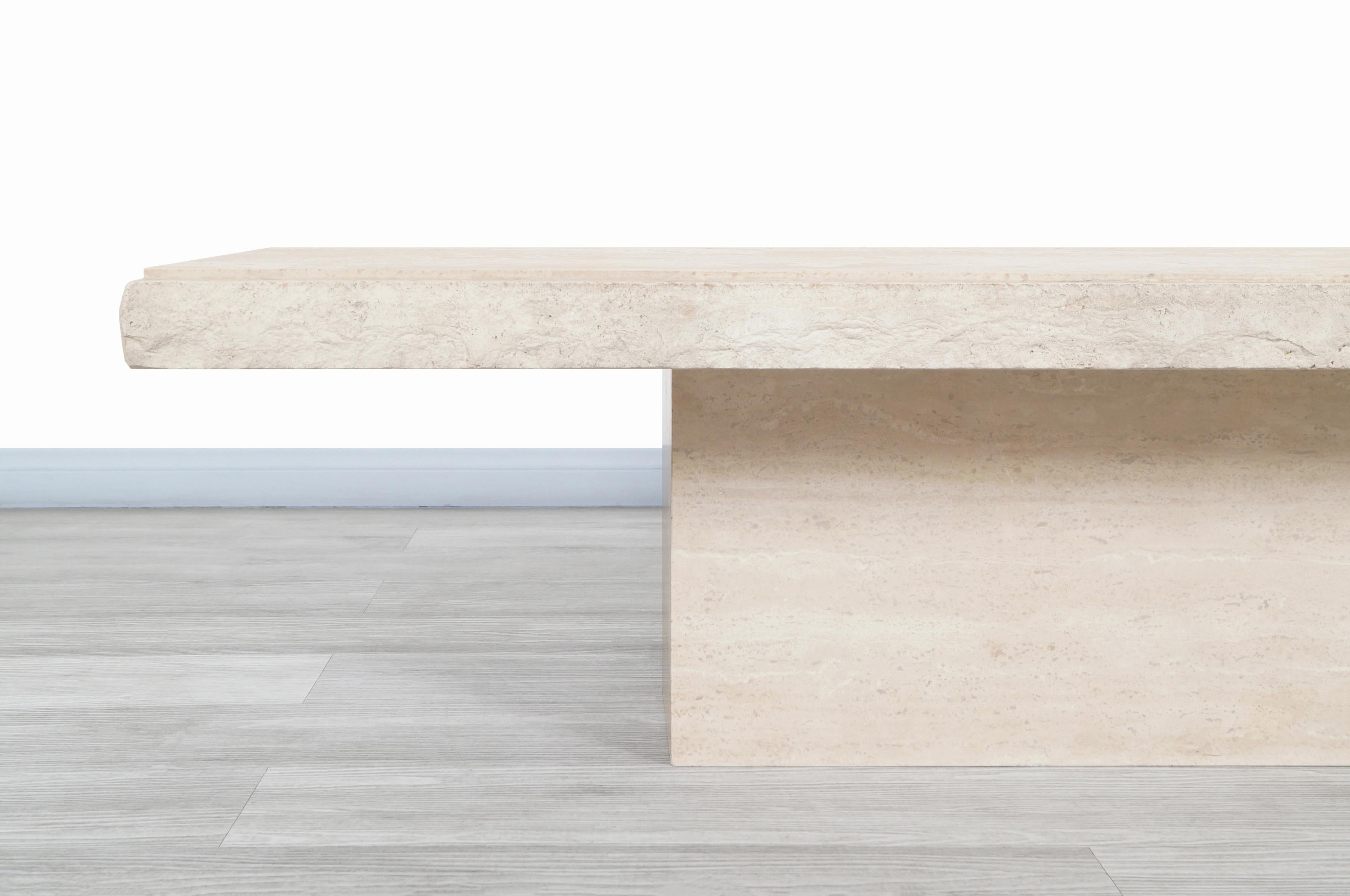 Late 20th Century Italian Modernist Live Edge Travertine Coffee Table