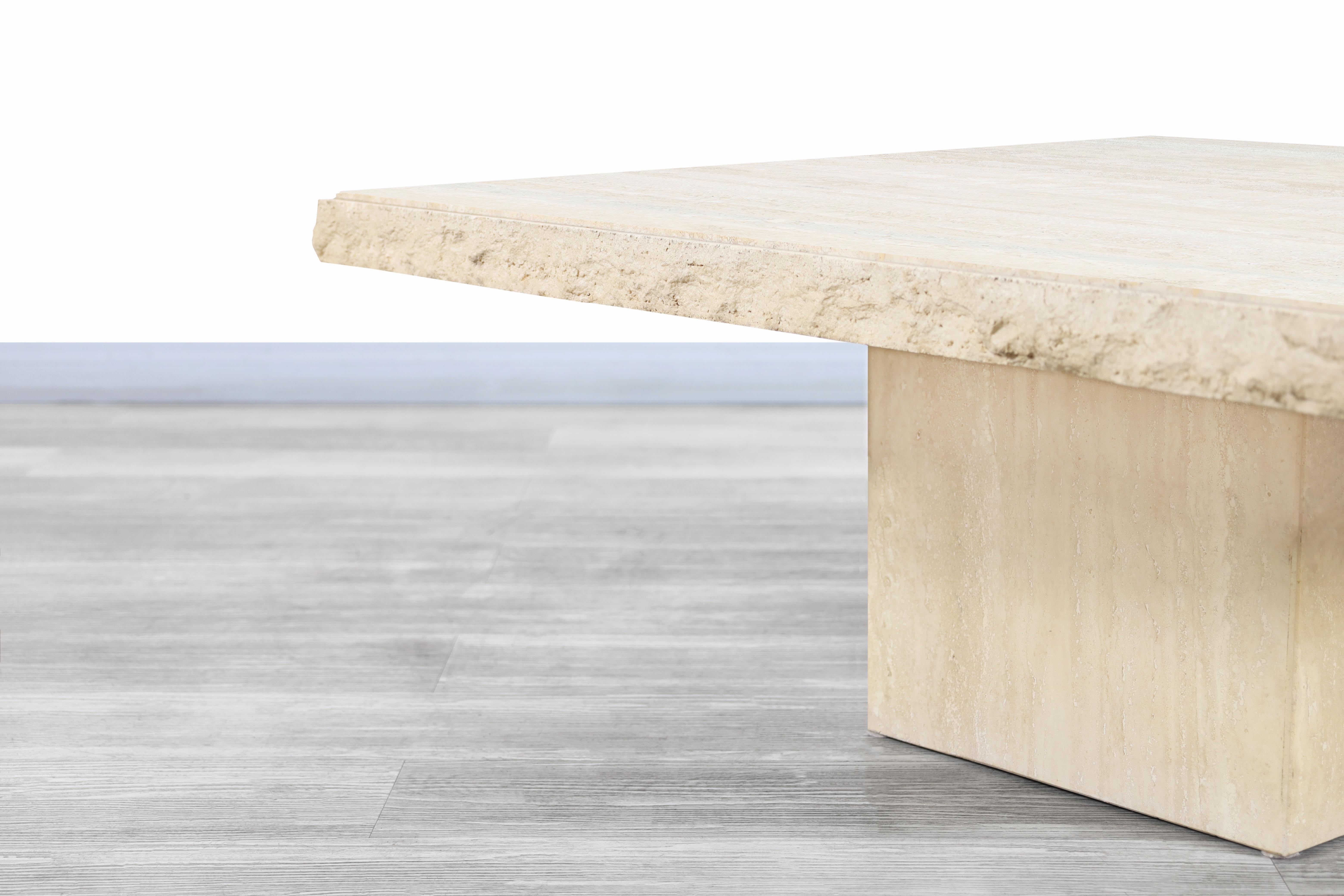 Italian Modernist Live Edge Travertine Coffee Table In Good Condition For Sale In North Hollywood, CA