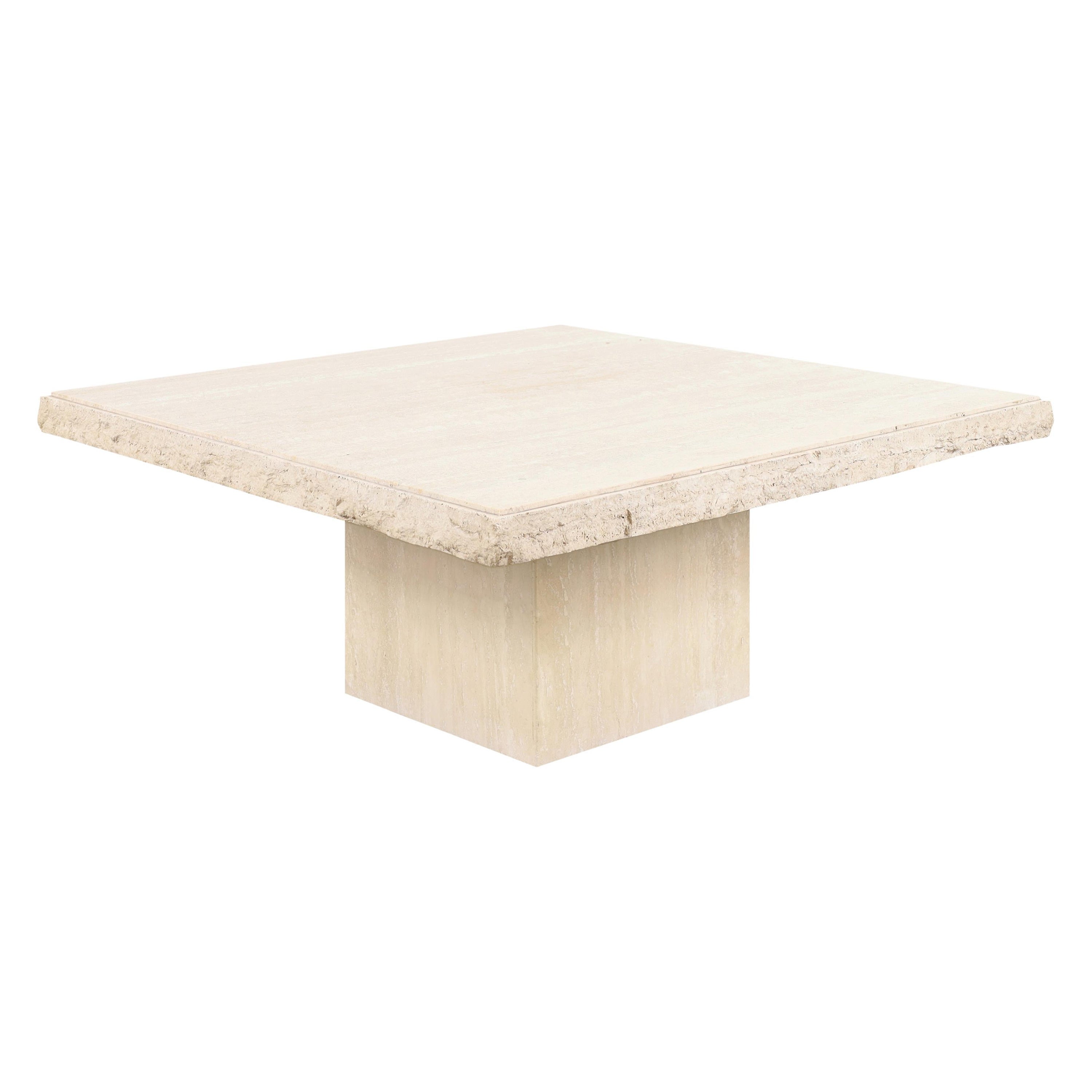 Italian Modernist Live Edge Travertine Coffee Table