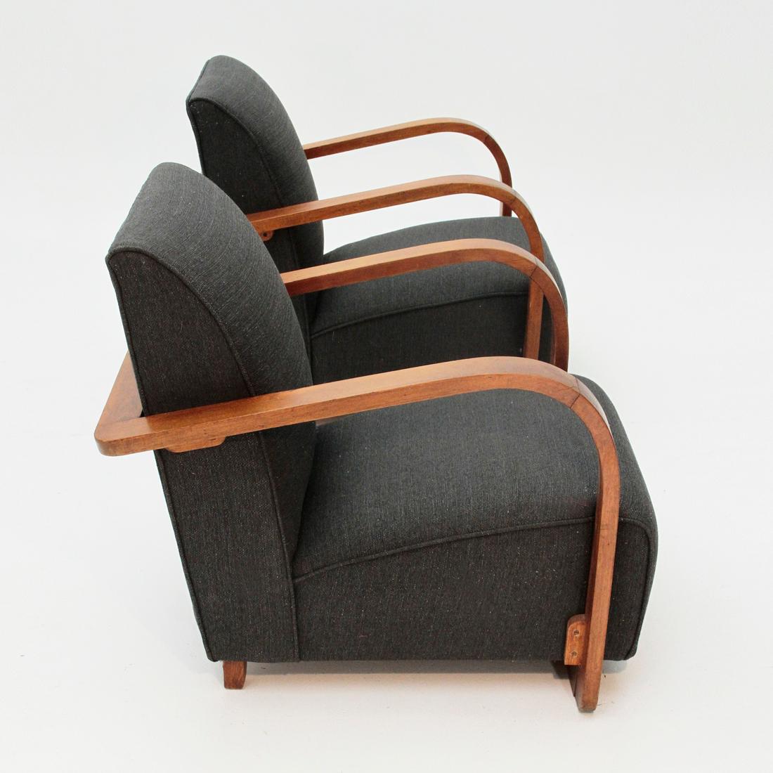 Mid-Century Modern Italian Modernist Lounge Chairs, 1940s, Set of 2