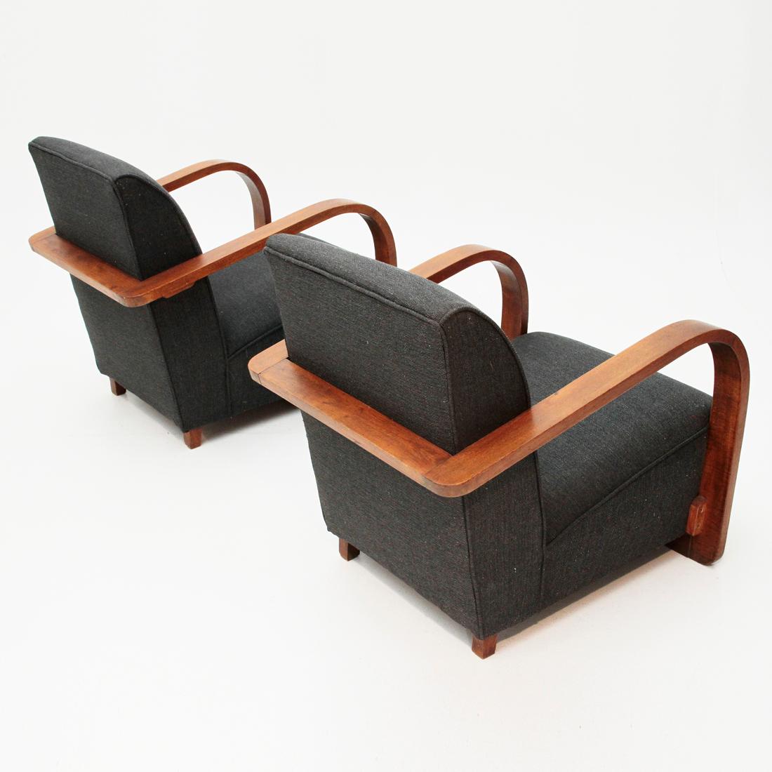 Mid-20th Century Italian Modernist Lounge Chairs, 1940s, Set of 2