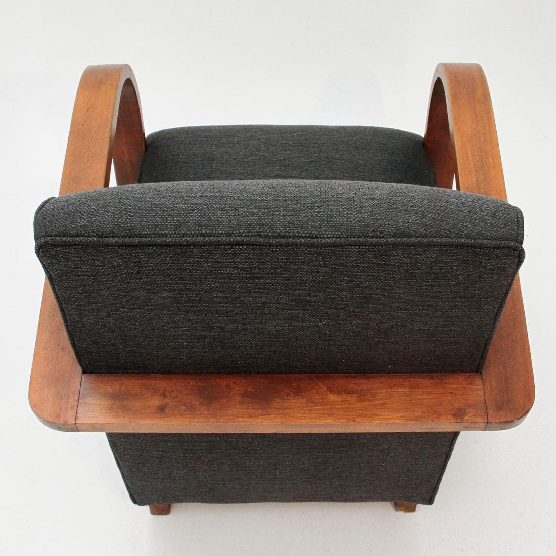Fabric Italian Modernist Lounge Chairs, 1940s, Set of 2