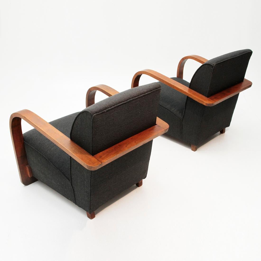 Italian Modernist Lounge Chairs, 1940s, Set of 2 1