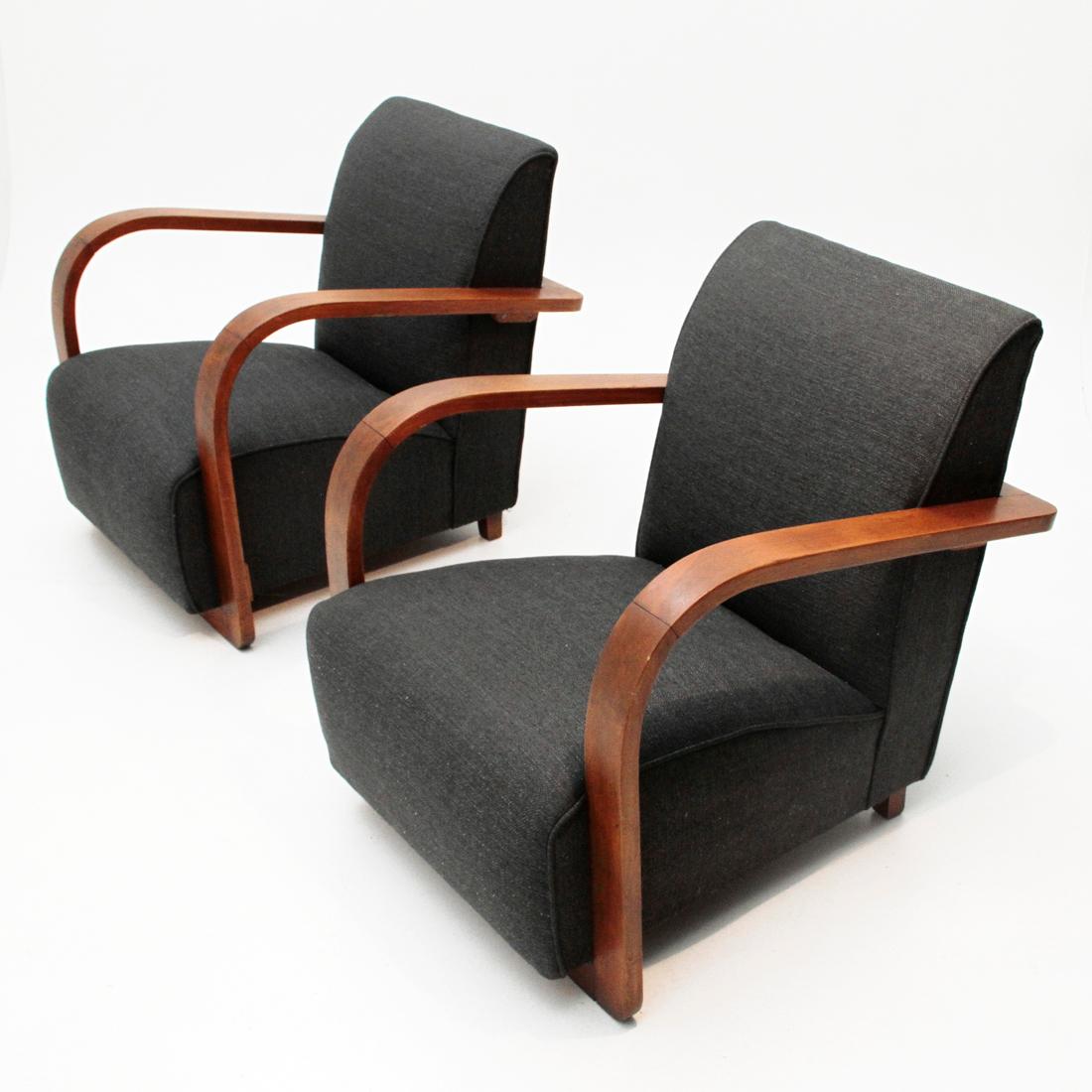 Italian Modernist Lounge Chairs, 1940s, Set of 2 3