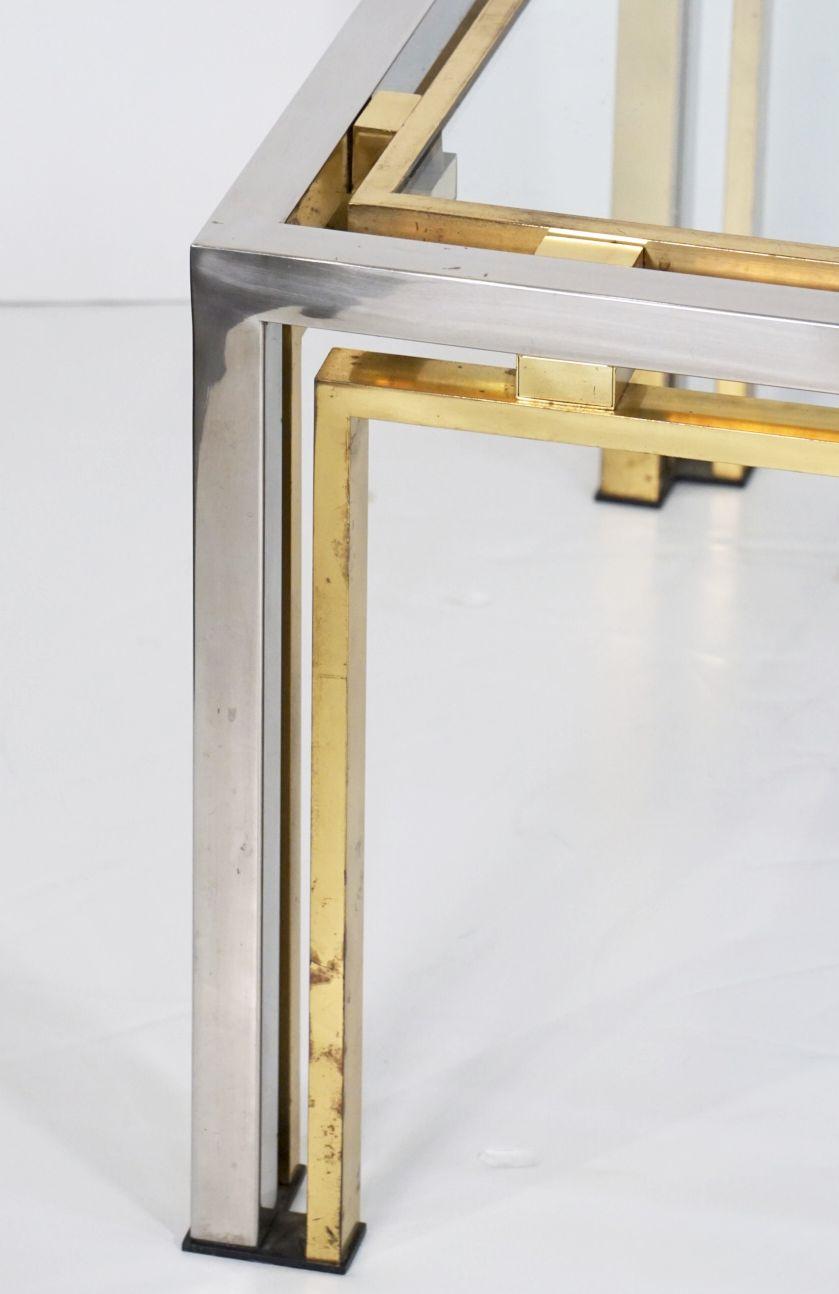 Table basse ou table basse moderniste italienne en chrome et laiton - Attribuée Romeo Rega en vente 8