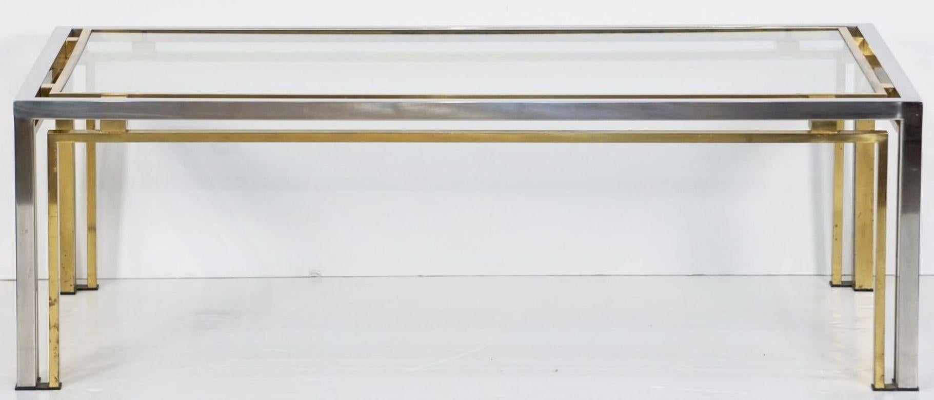Italian Modernist Low or Coffee Table of Chrome and Brass, Attrib. Romeo Rega In Good Condition For Sale In Austin, TX