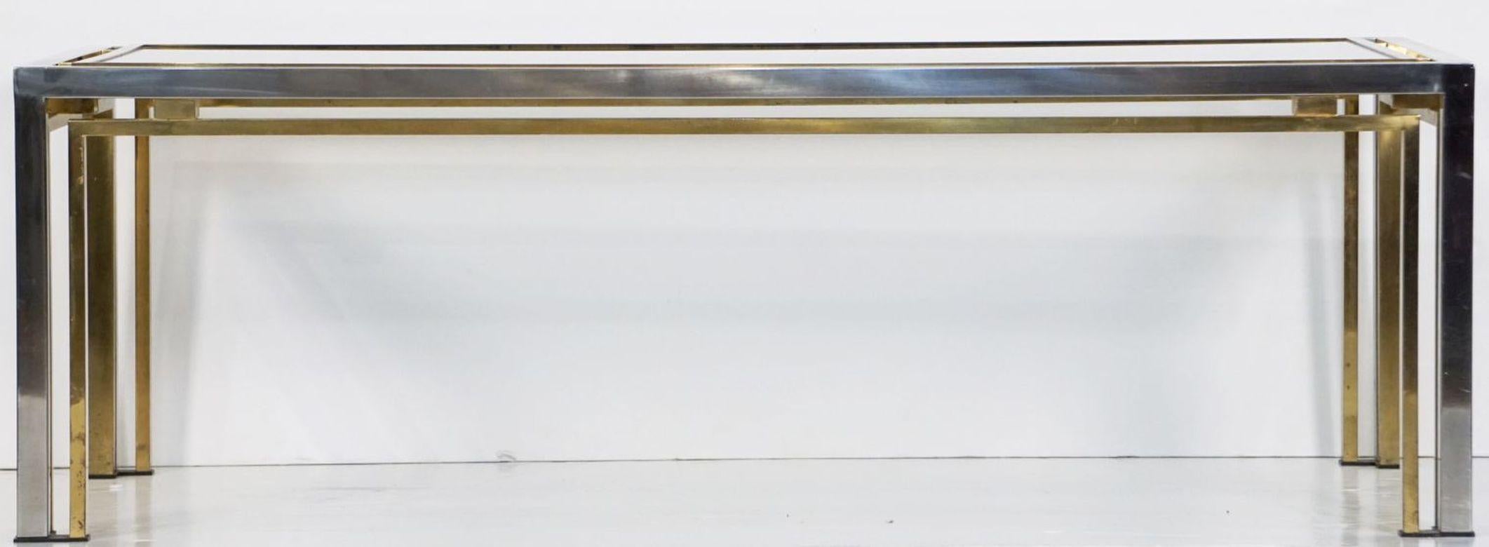 Table basse ou table basse moderniste italienne en chrome et laiton - Attribuée Romeo Rega Bon état - En vente à Austin, TX