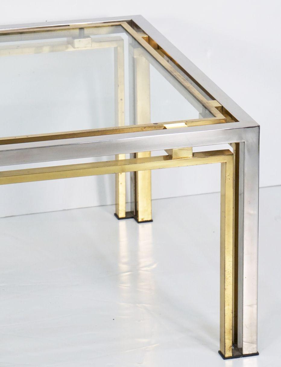 Metal Italian Modernist Low or Coffee Table of Chrome and Brass, Attrib. Romeo Rega For Sale