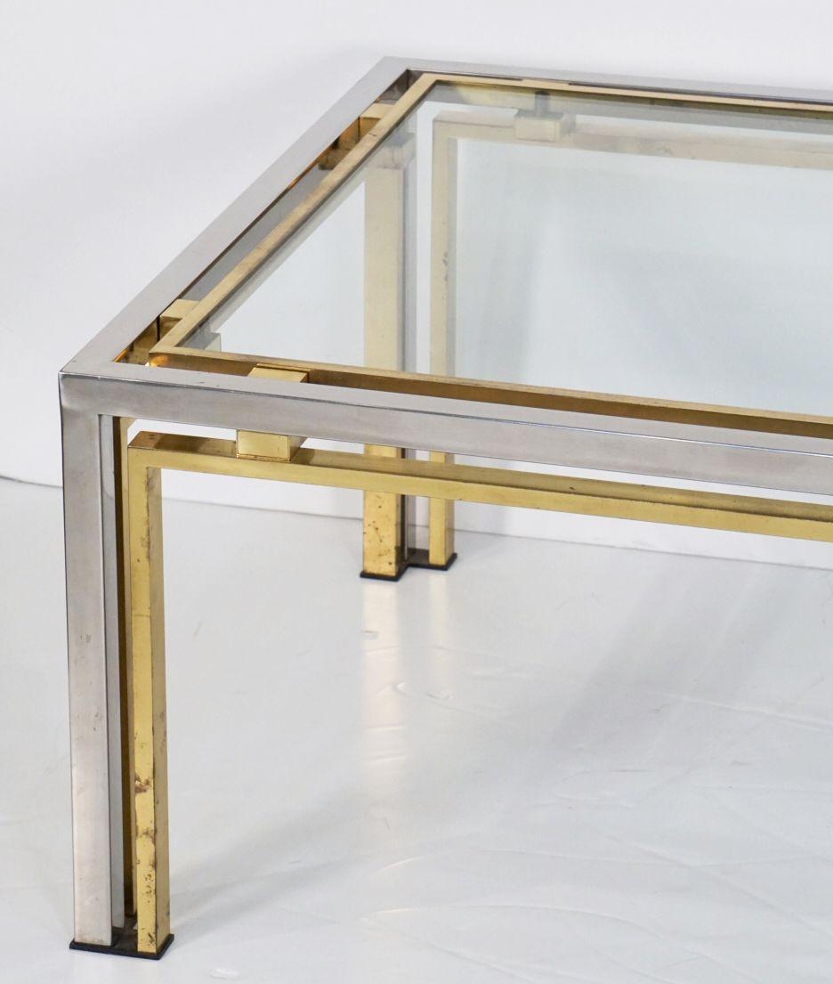 Italian Modernist Low or Coffee Table of Chrome and Brass, Attrib. Romeo Rega For Sale 1
