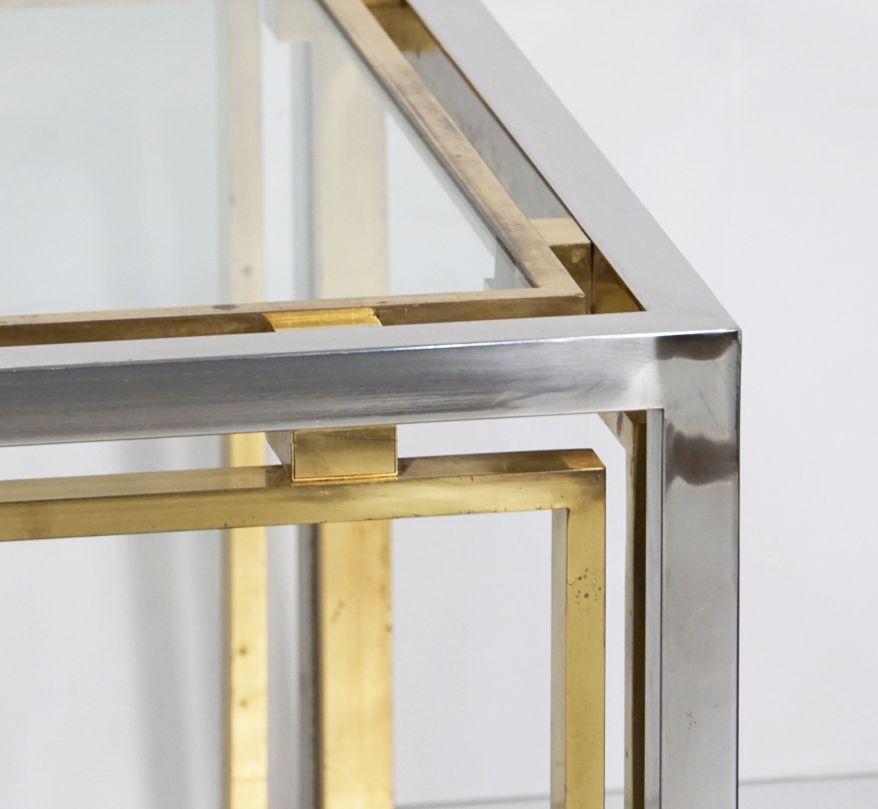 Italian Modernist Low or Coffee Table of Chrome and Brass, Attrib. Romeo Rega For Sale 3
