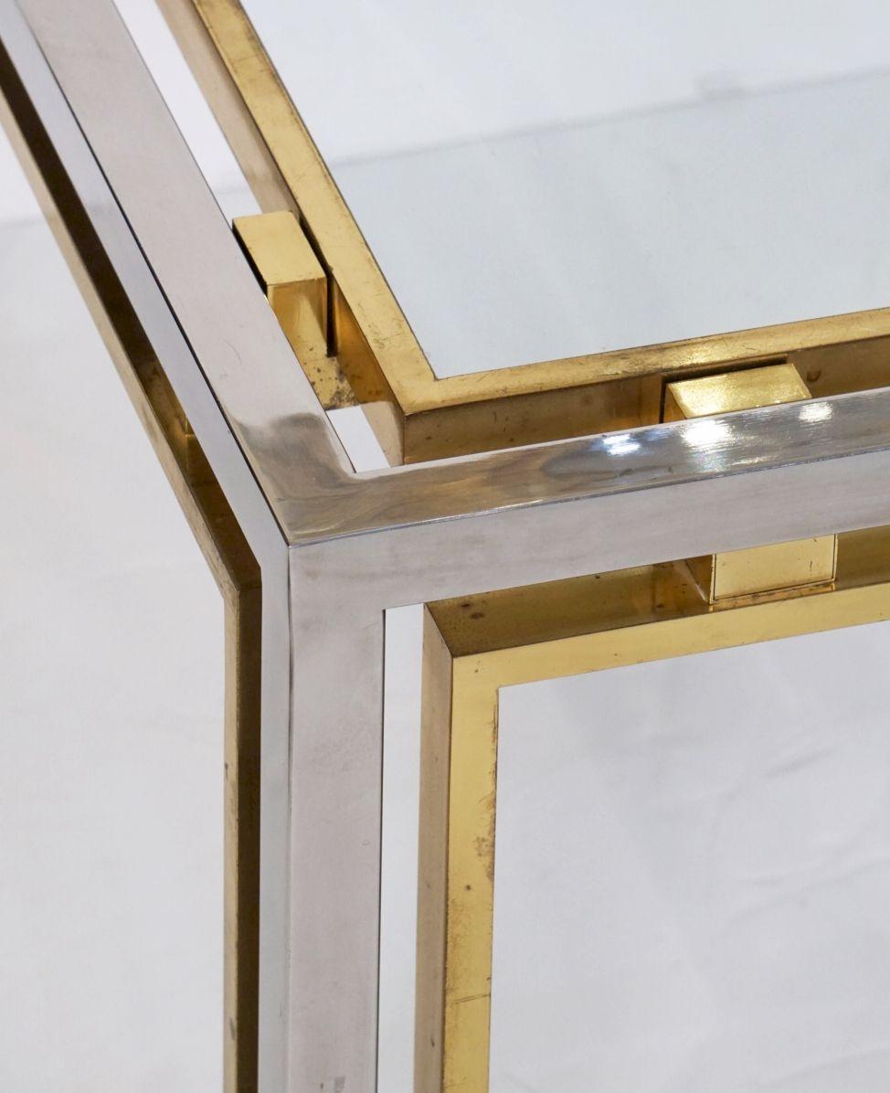 Table basse ou table basse moderniste italienne en chrome et laiton - Attribuée Romeo Rega en vente 3