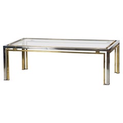 Mesa baja o de centro modernista italiana de cromo y latón, Atrib. Romeo Rega