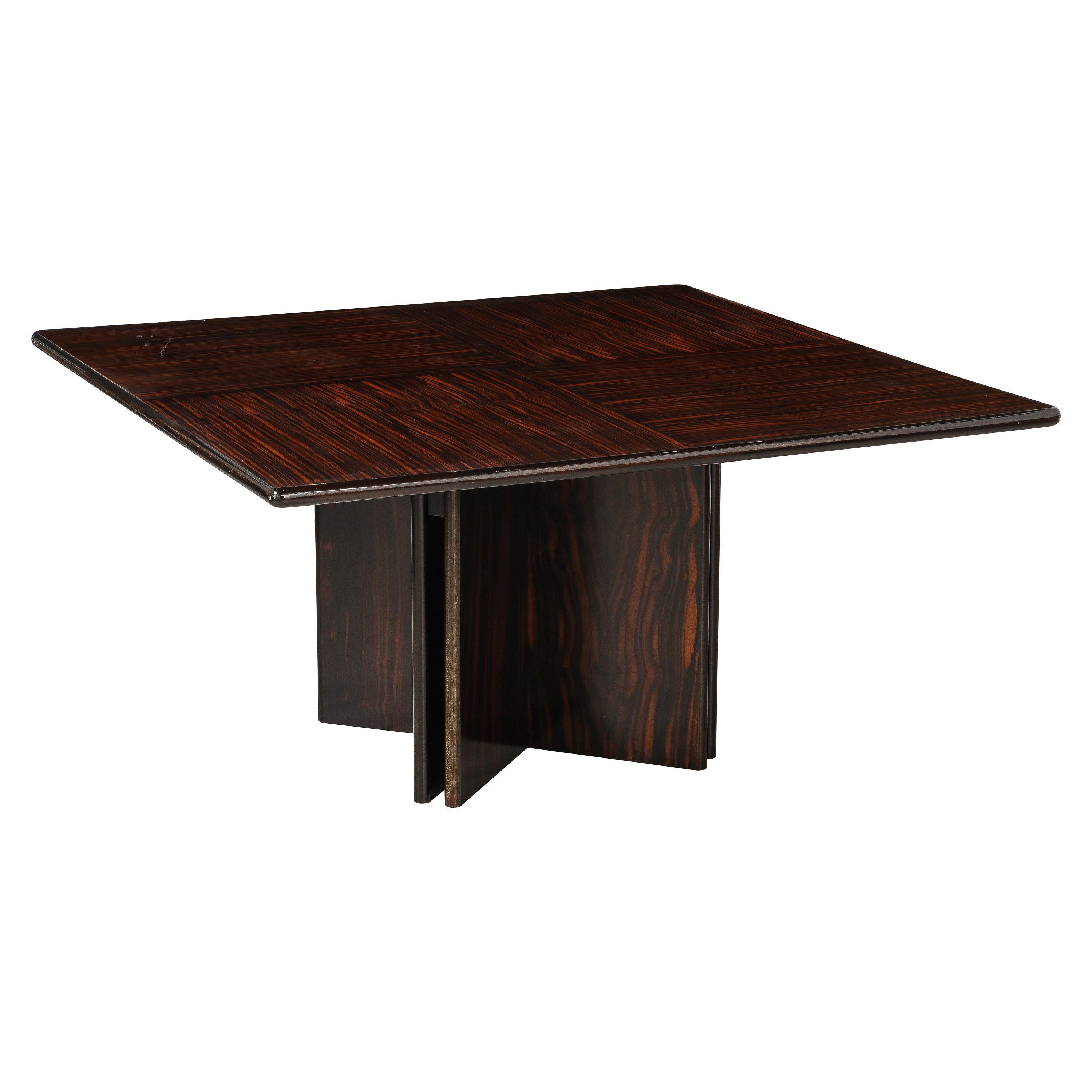 Italian Modernist Macassar Ebony Square Dining Table, Italy, circa 1960