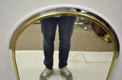 Espejo de pared estilo Maison Jansen Modernista Italiano Arco de acero, latón y cromo 48