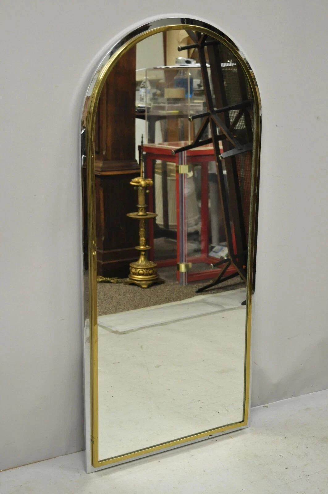 Italian Modernist Maison Jansen Style Steel Brass Chrome Arch 48