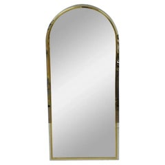 Italian Modernist Maison Jansen Style Steel Brass Chrome Arch 48" Wall Mirror