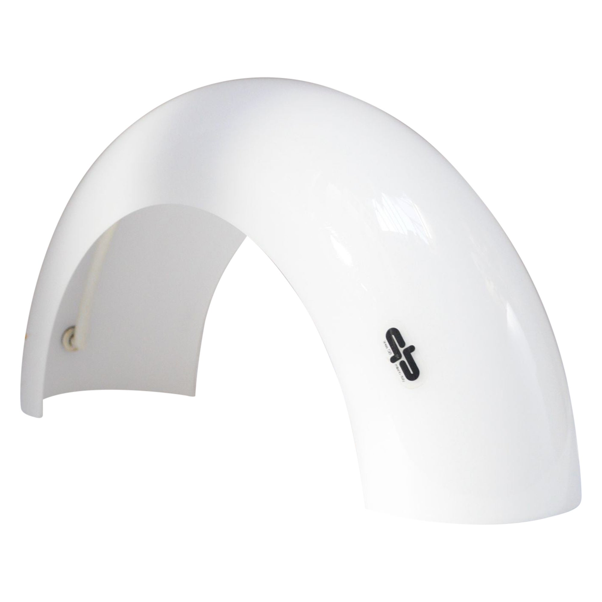 Lámpara de sobremesa italiana modernista en forma de arco de cristal de leche by Linea GB Milano en venta