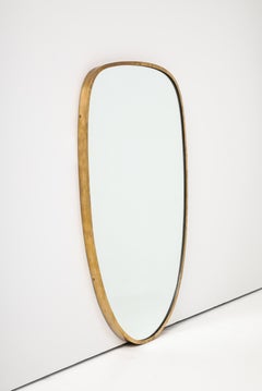 Italian Modernist Mirror with Brass Frame, Italy, c. 1950