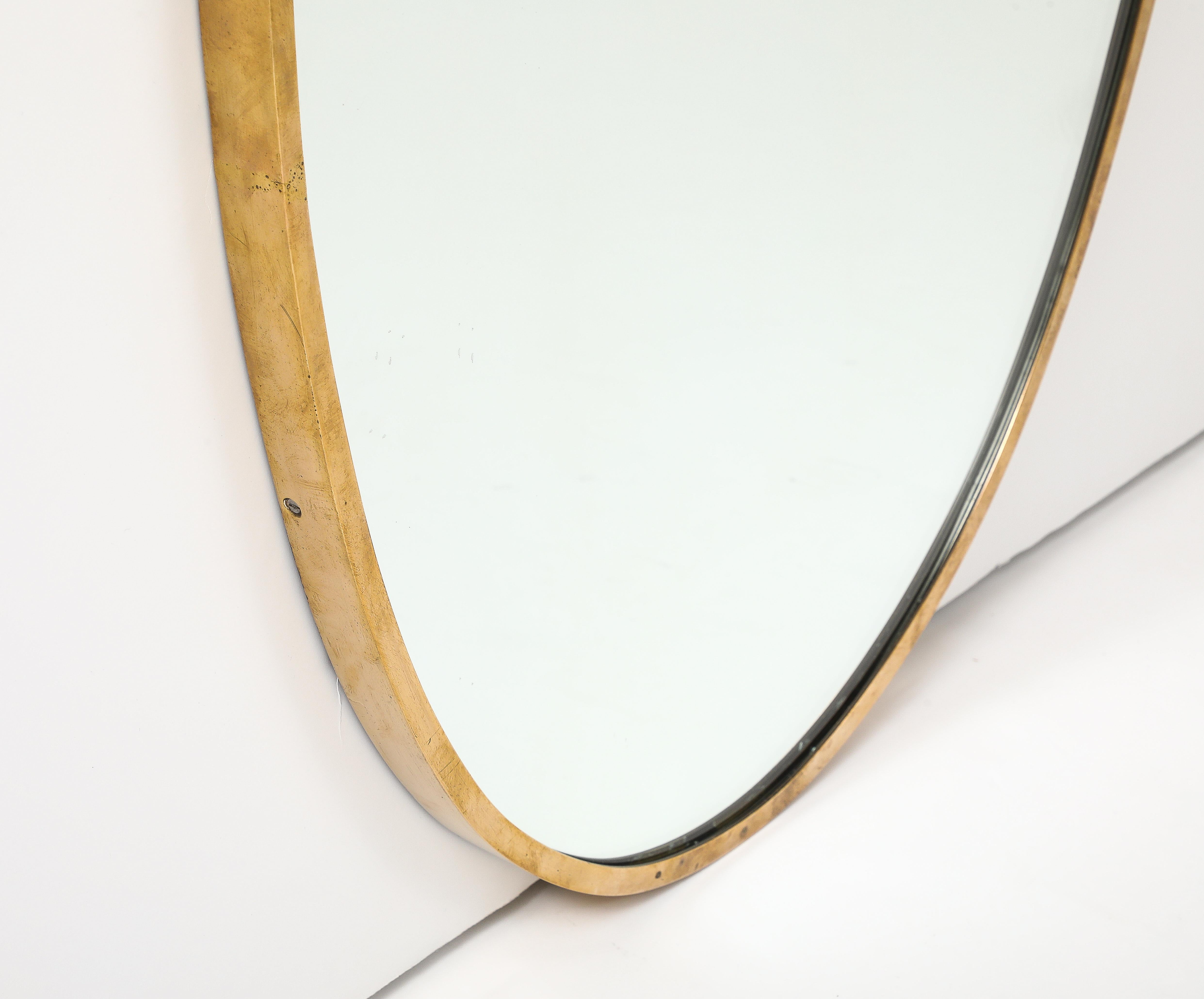 Italian Modernist Mirror with Brass Frame, Italy, c. 1950 In Good Condition For Sale In Brooklyn, NY