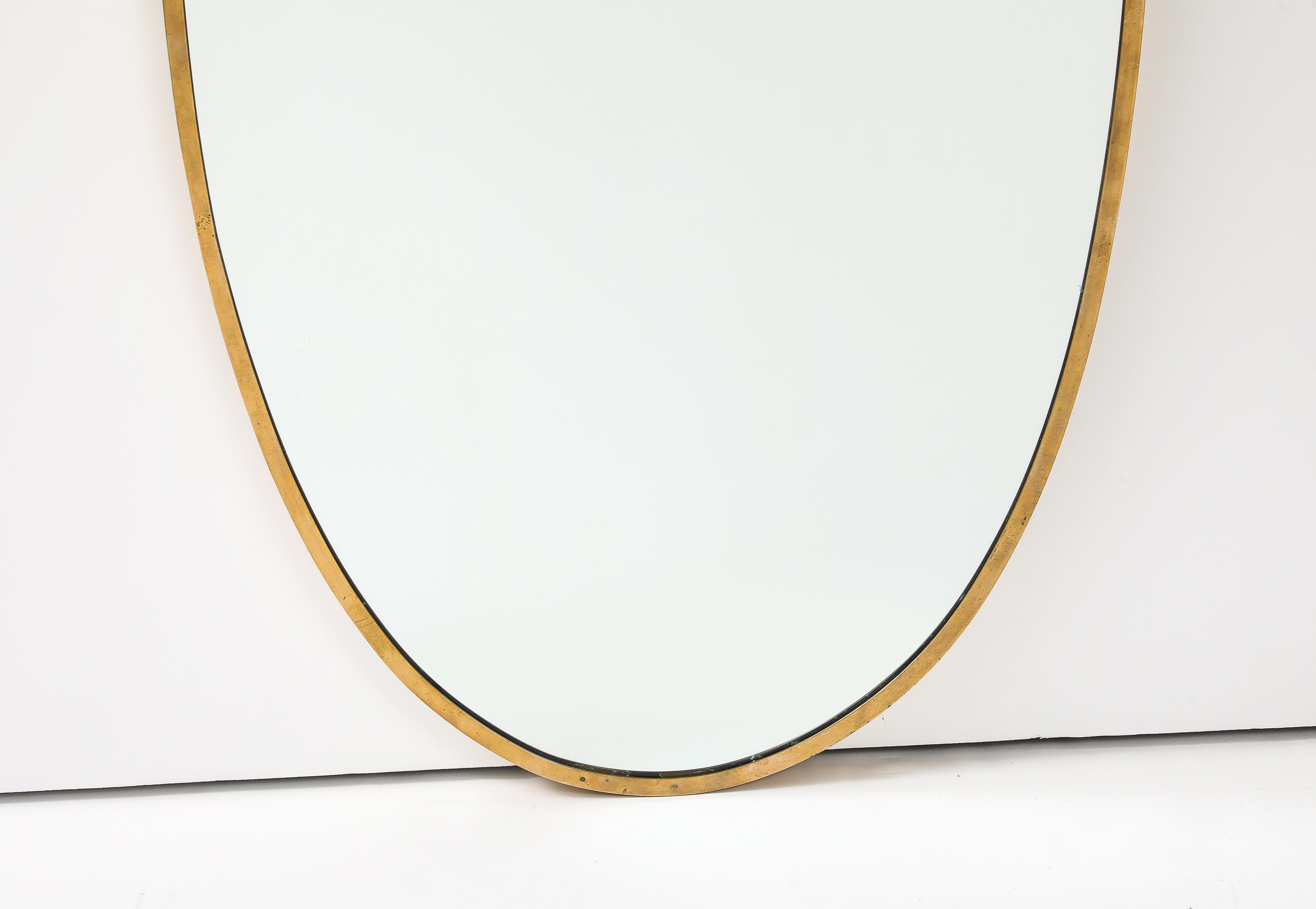 Italian Modernist Mirror with Brass Frame, Italy, c. 1950 For Sale 2