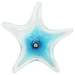 Italian Modernist Murano Blue White Art Glass Centerpiece Vase