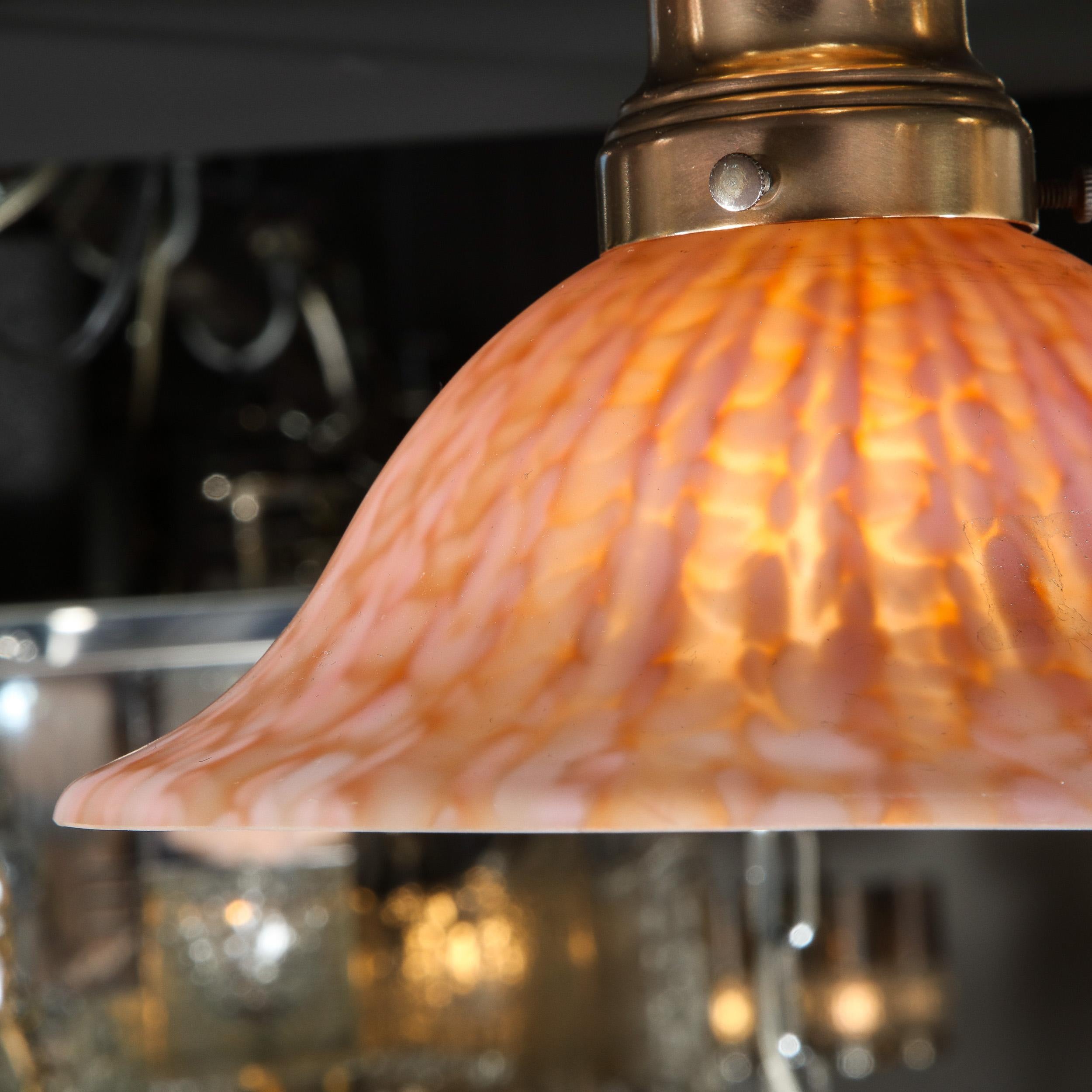 Italian Modernist Murano Glass Flush Mount in Mottled Sherbert Glass 1