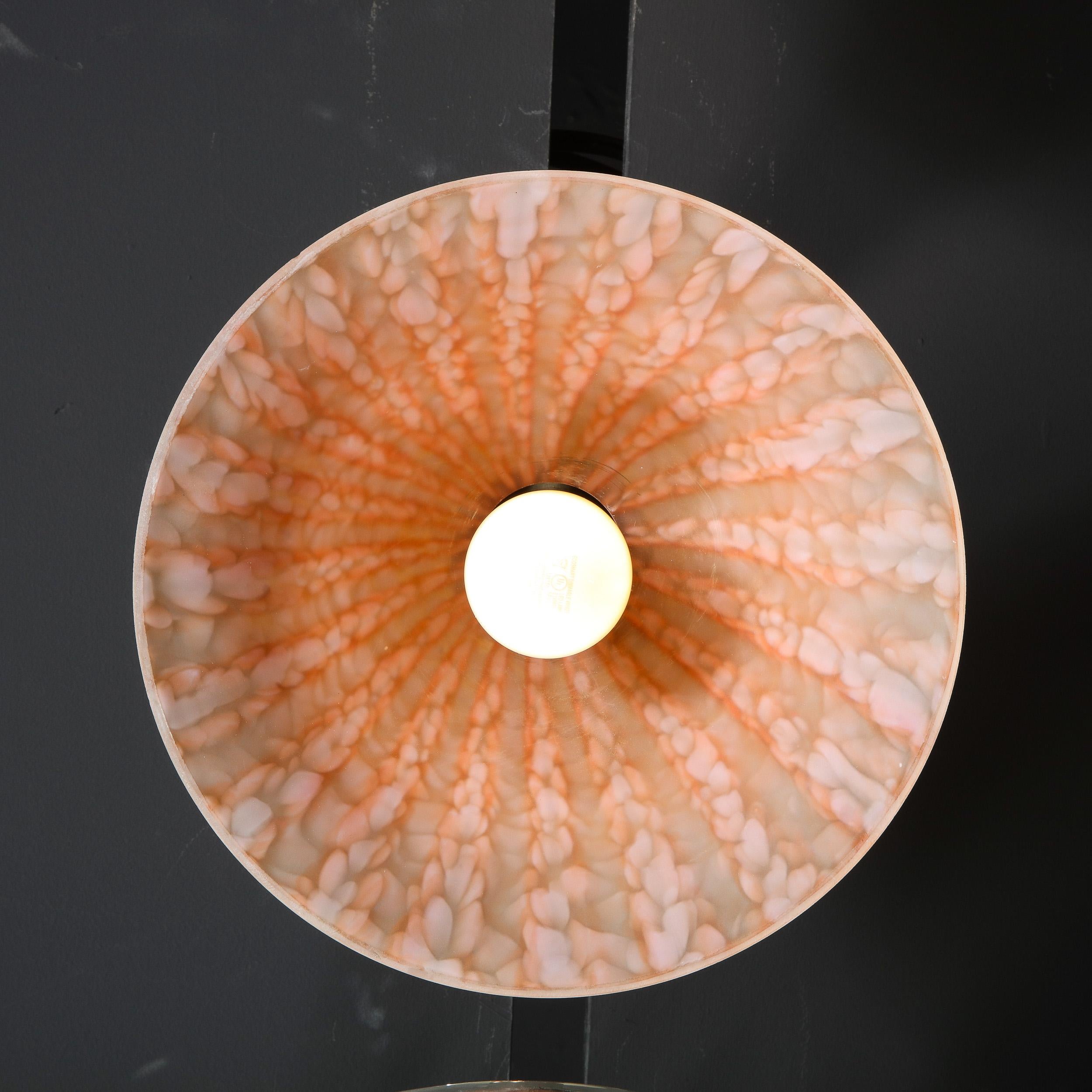 Italian Modernist Murano Glass Flush Mount in Mottled Sherbert Glass 2