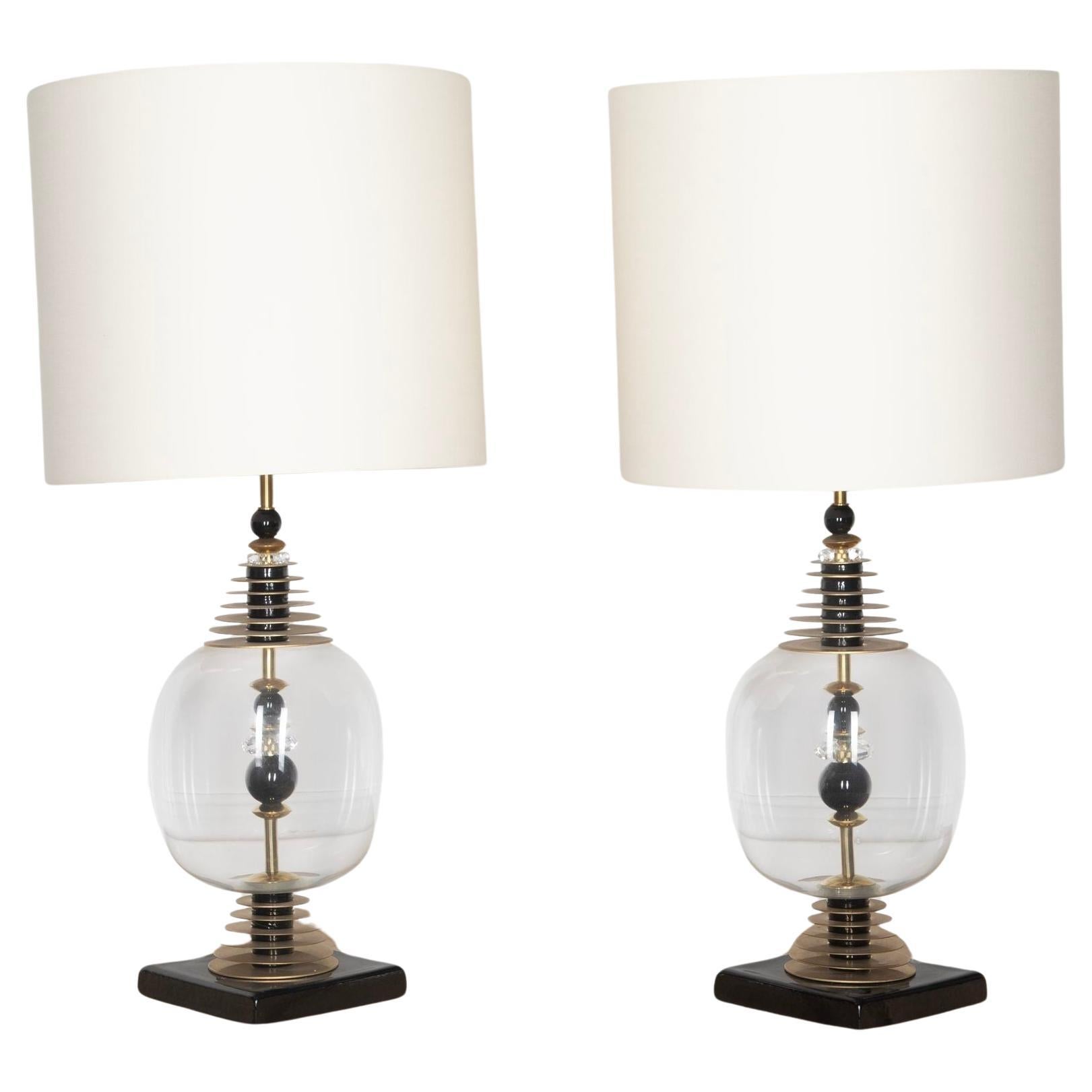 Italian Modernist Murano Glass Table Lamps