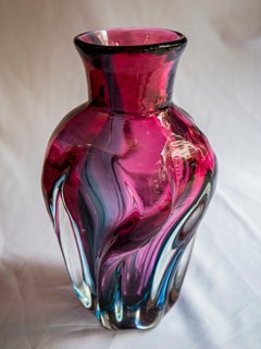 Josef Hospodka Chribska Violet and Blue Glass Vase