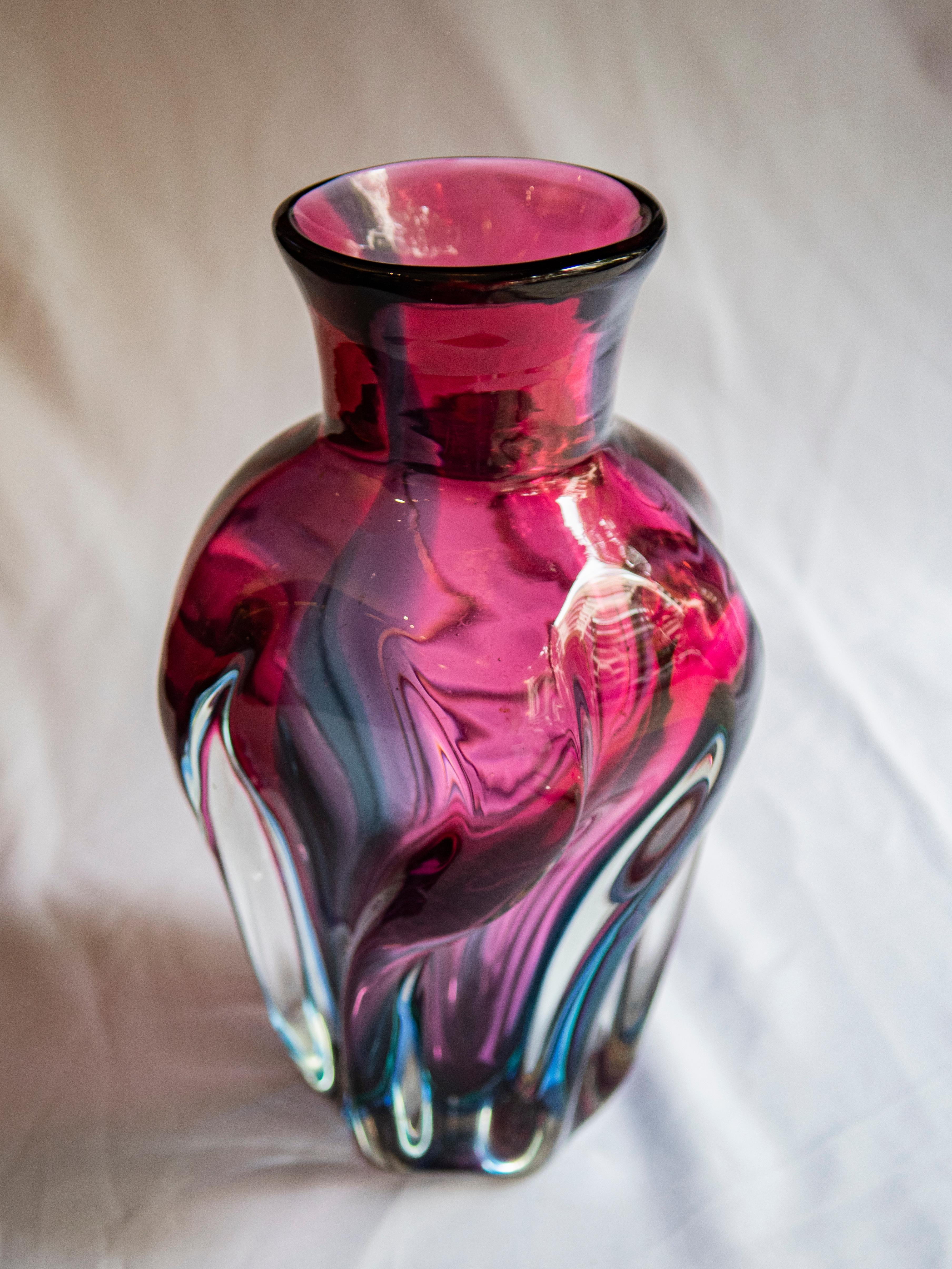 Josef Hospodka Chribska vase en verre violet et bleu Bon état - En vente à CABA, AR
