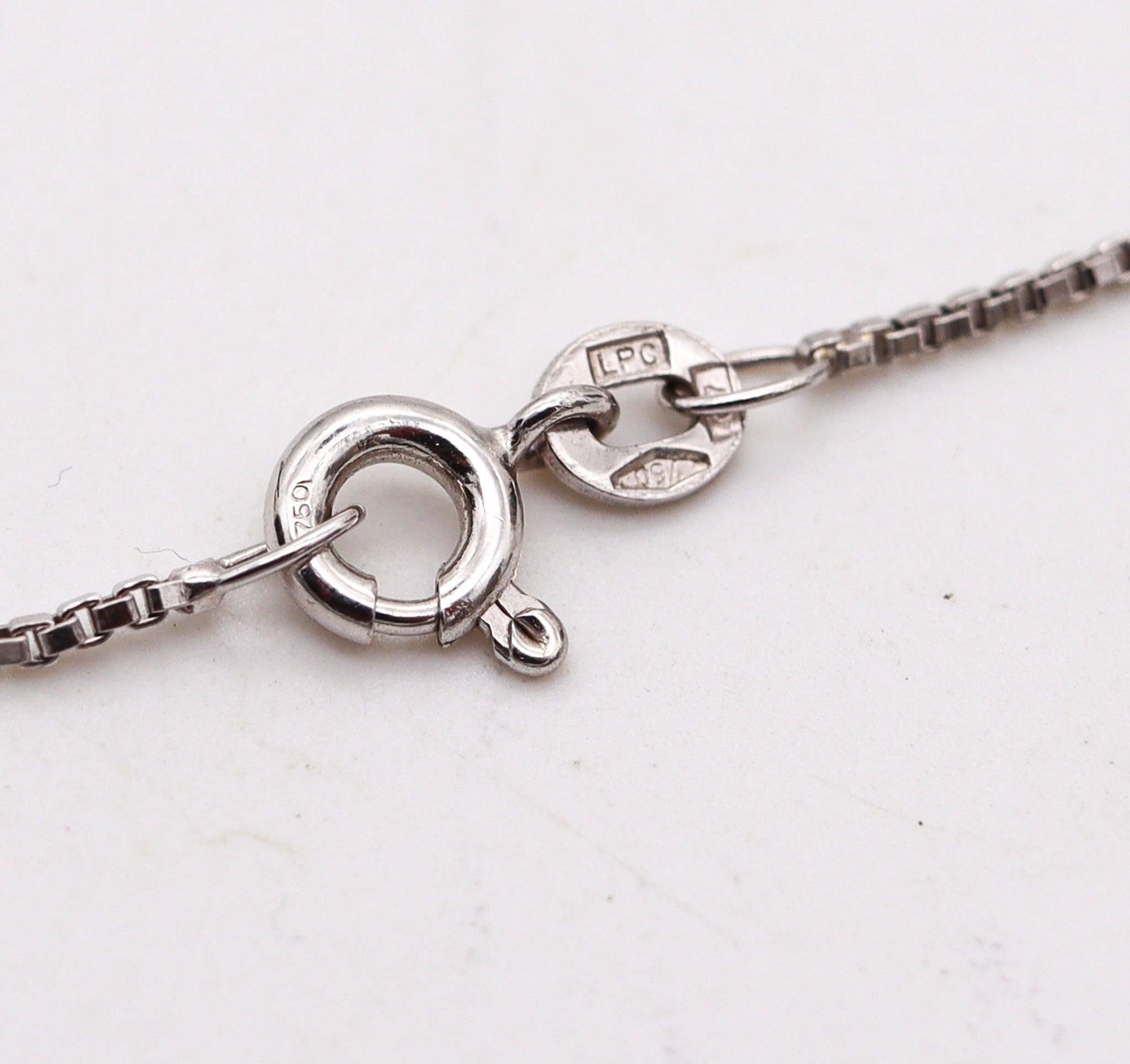 Collana ITALIANA Modernista in oro bianco 18Kt con perla e diamanti bianchi in vendita 1