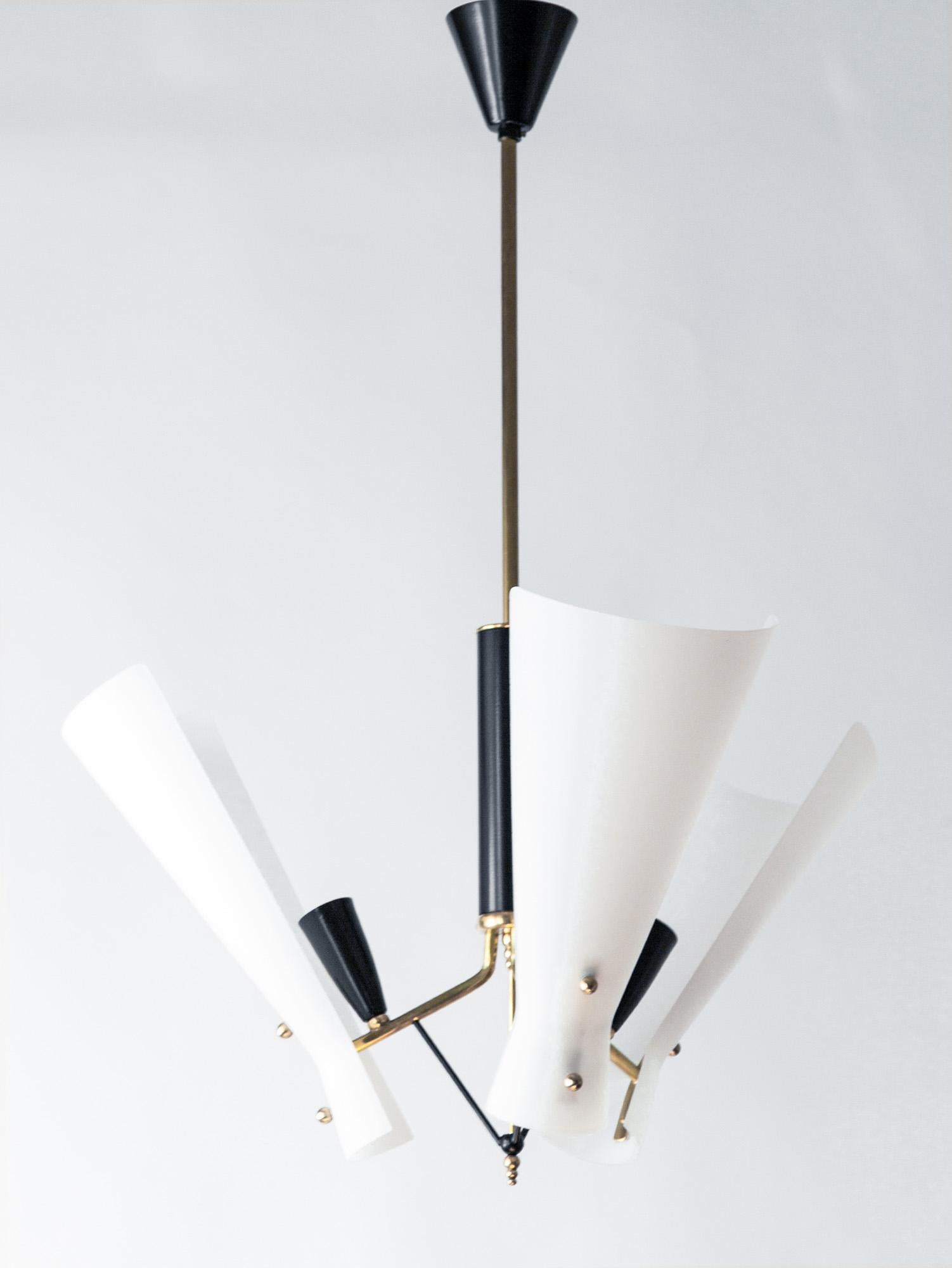Italian Modernist Opaque Glass & Brass Pendant, 1960s  In Good Condition In PRESTON, AU