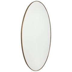 Specchio ovale modernista italiano in ottone, CIRCA 1950