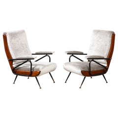 Italian Modernist Pair of Reclining Lounge / Armchairs, Italy, circa 1950