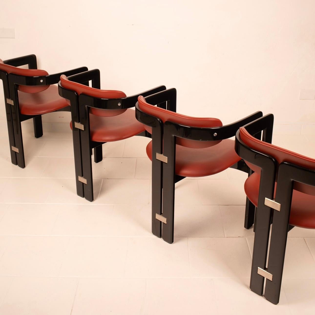 Mid-20th Century Italian Modernist Pamplona Dining Chairs by Augusto Savini for Pozzi Set of 2 in vendita