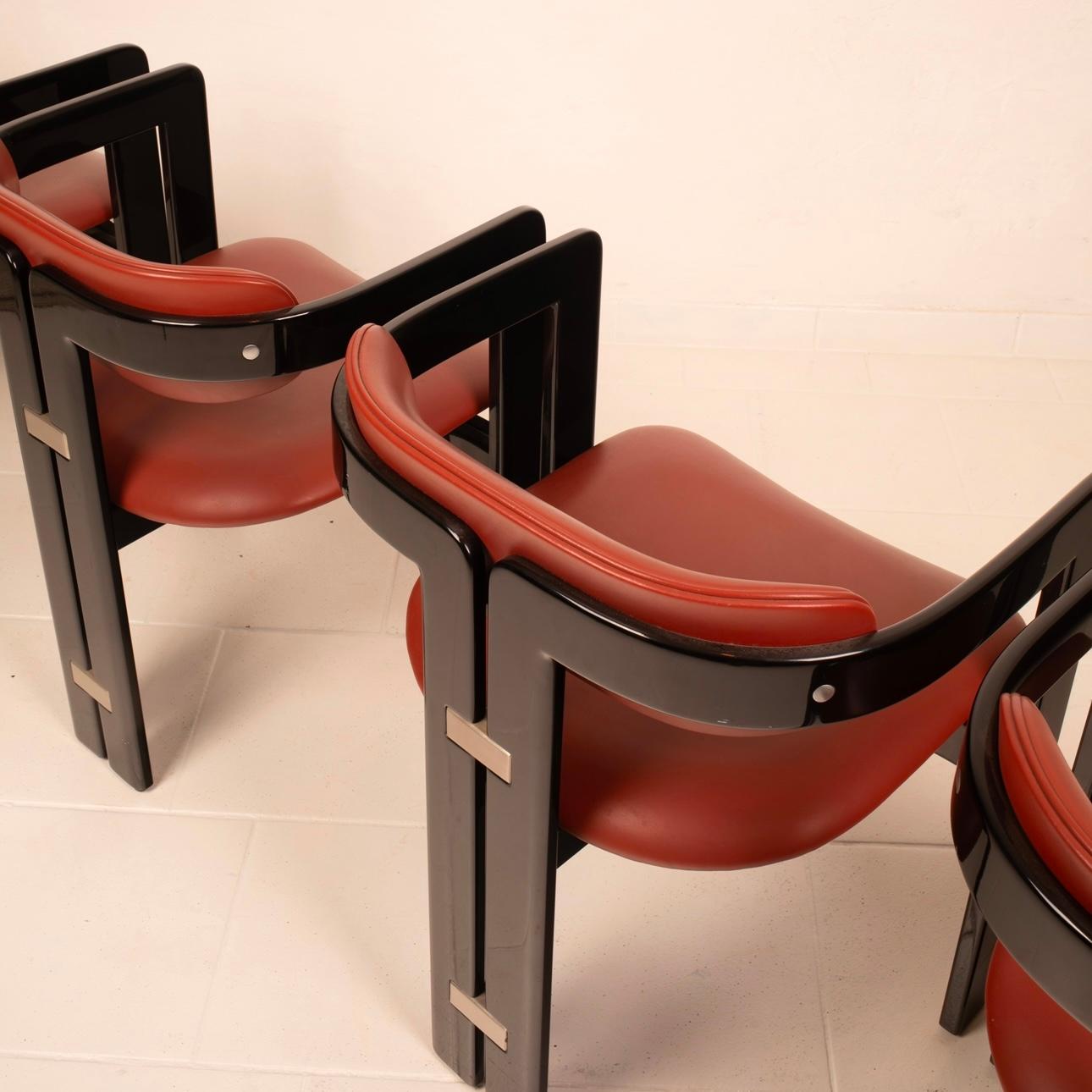 Pelle animale Italian Modernist Pamplona Dining Chairs by Augusto Savini for Pozzi Set of 2 in vendita