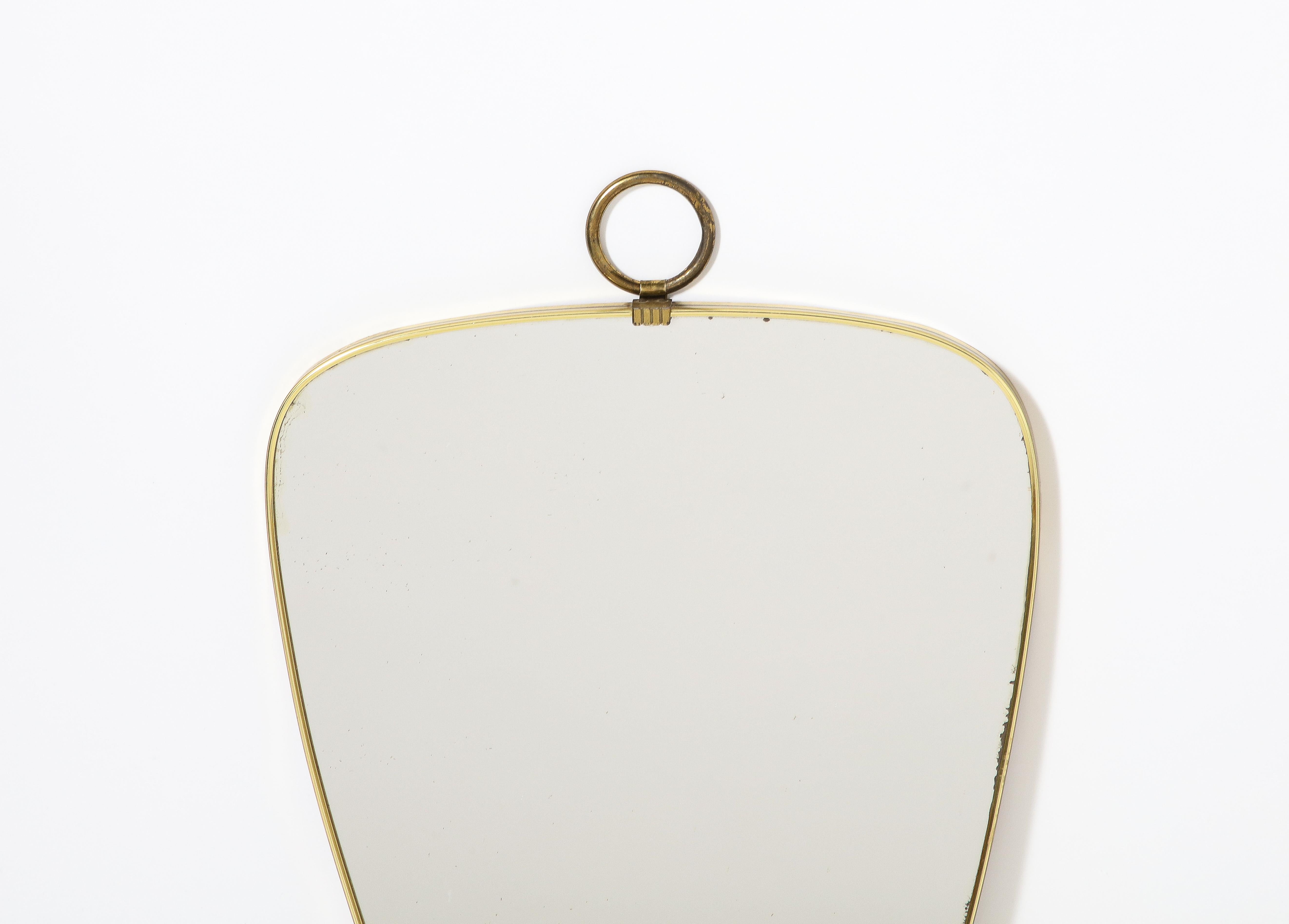 Italian Modernist Petite Brass Shaped Mirror, Italy, circa 1970  For Sale 4