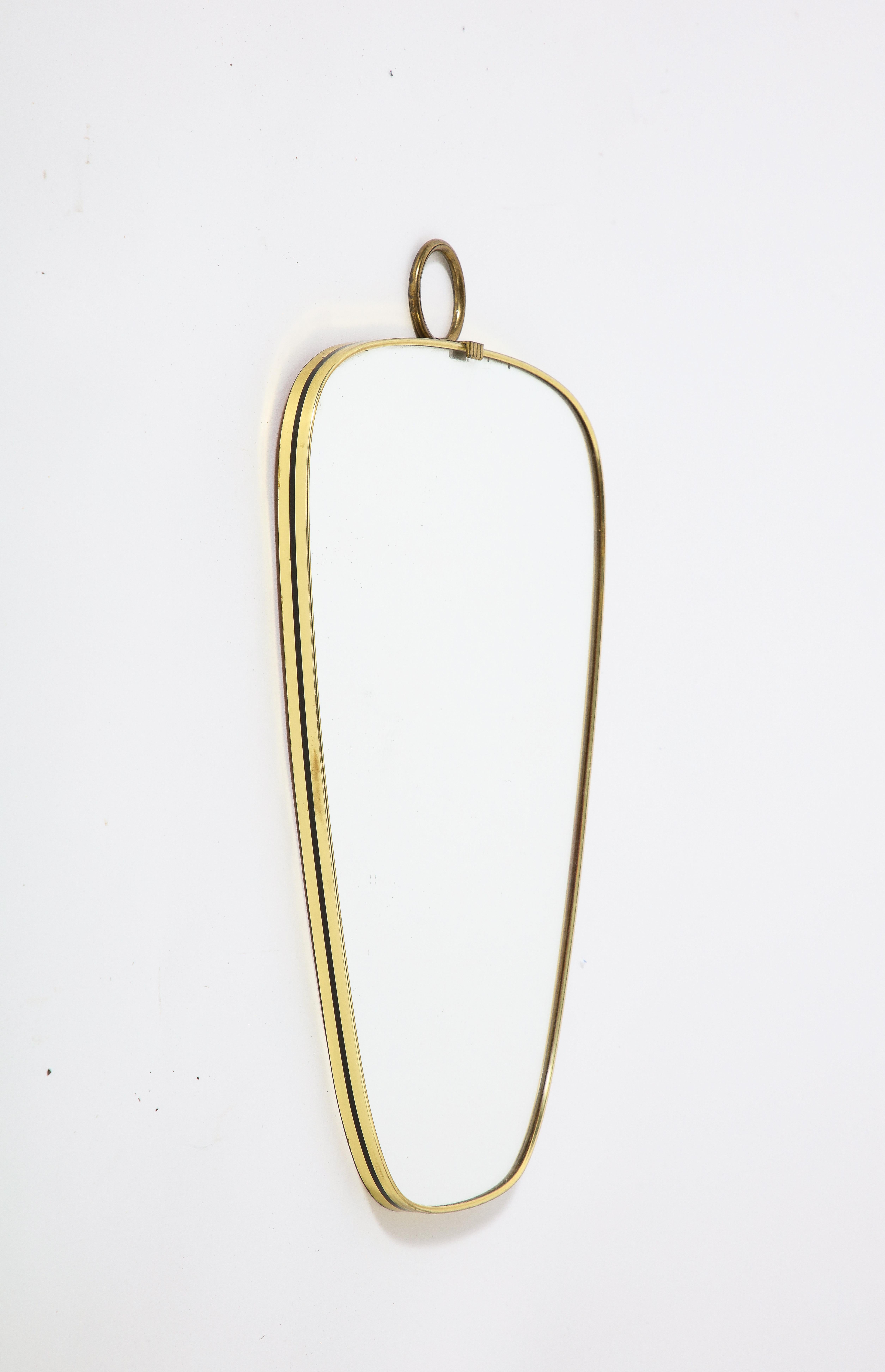 Italian Modernist Petite Brass Shaped Mirror, Italy, circa 1970  In Good Condition For Sale In New York, NY