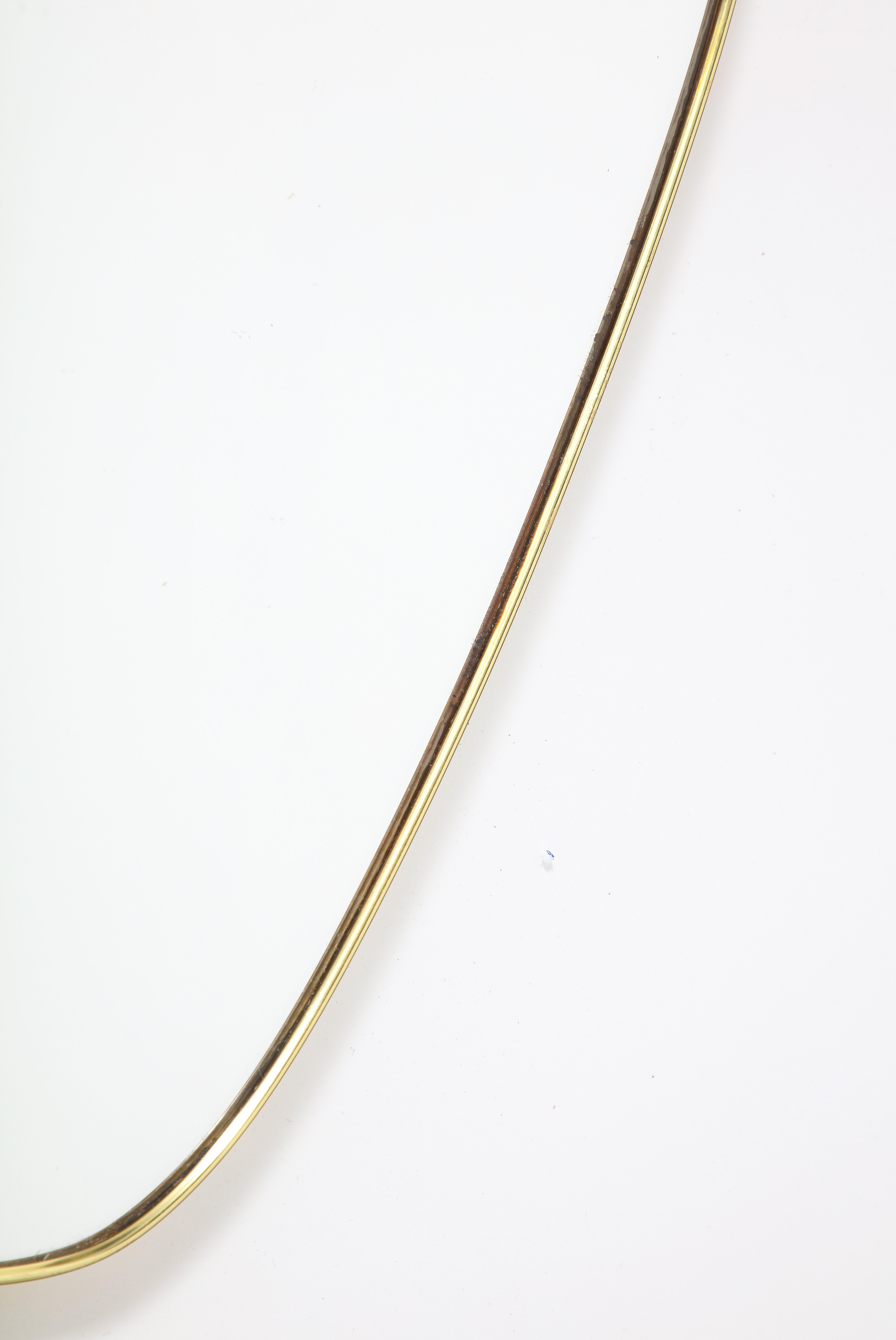 Italian Modernist Petite Brass Shaped Mirror, Italy, circa 1970 For Sale 1