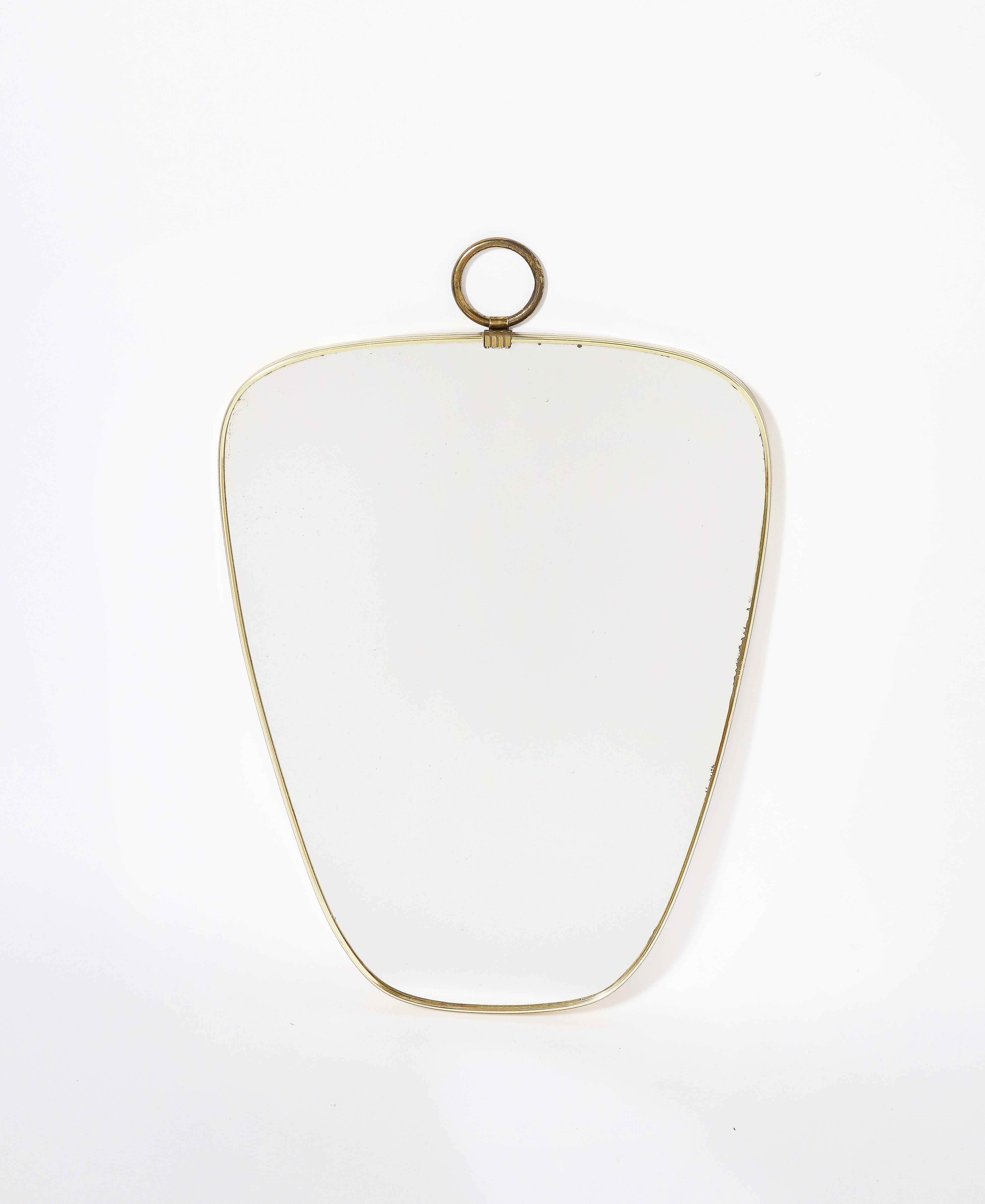 Italian Modernist Petite Brass Shaped Mirror, Italy, circa 1970  For Sale 3