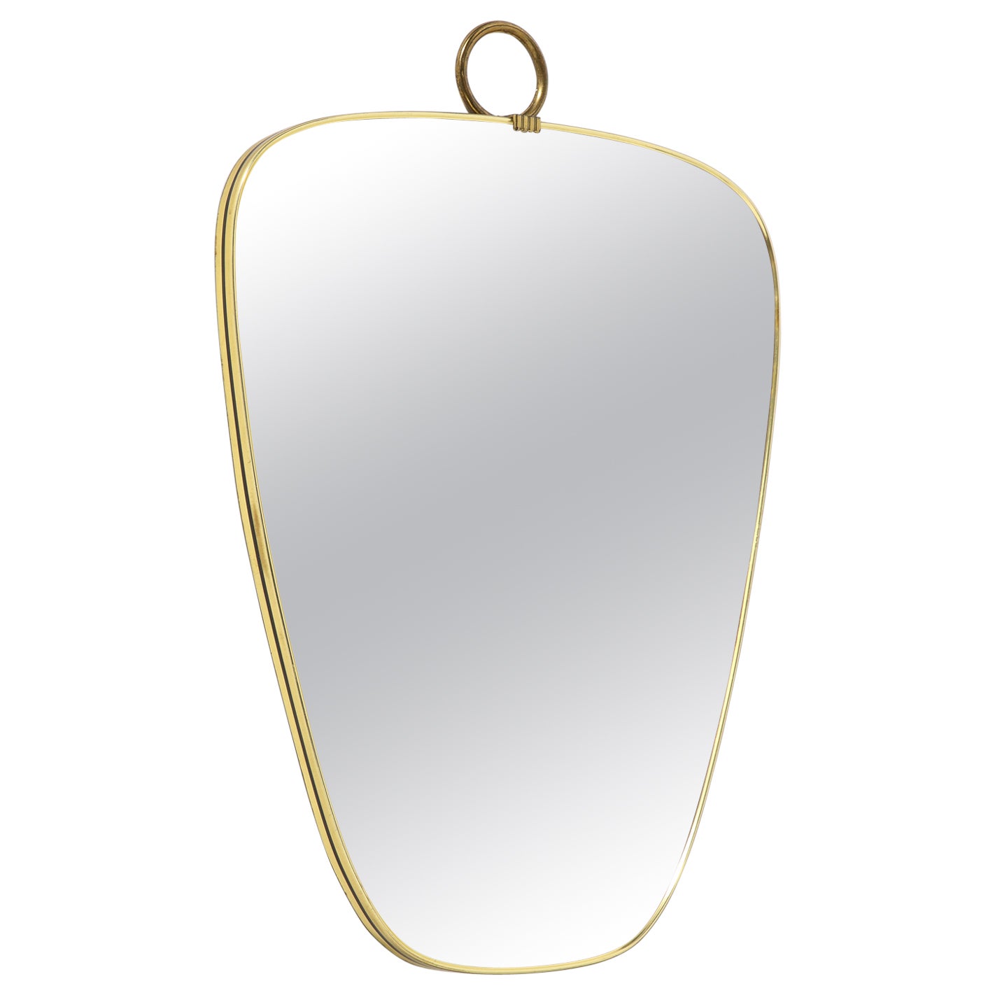 Petit miroir moderniste italien en forme de laiton, Italie, vers 1970