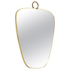 Petit miroir moderniste italien en forme de laiton, Italie, vers 1970