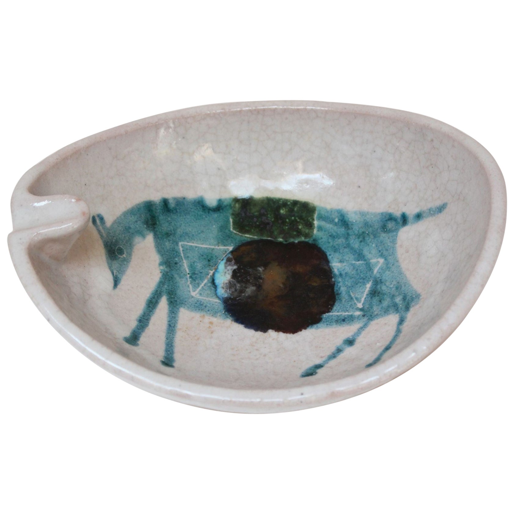 Posacenere/Videopoche in ceramica "Cavallo" del Modernismo italiano Raymor