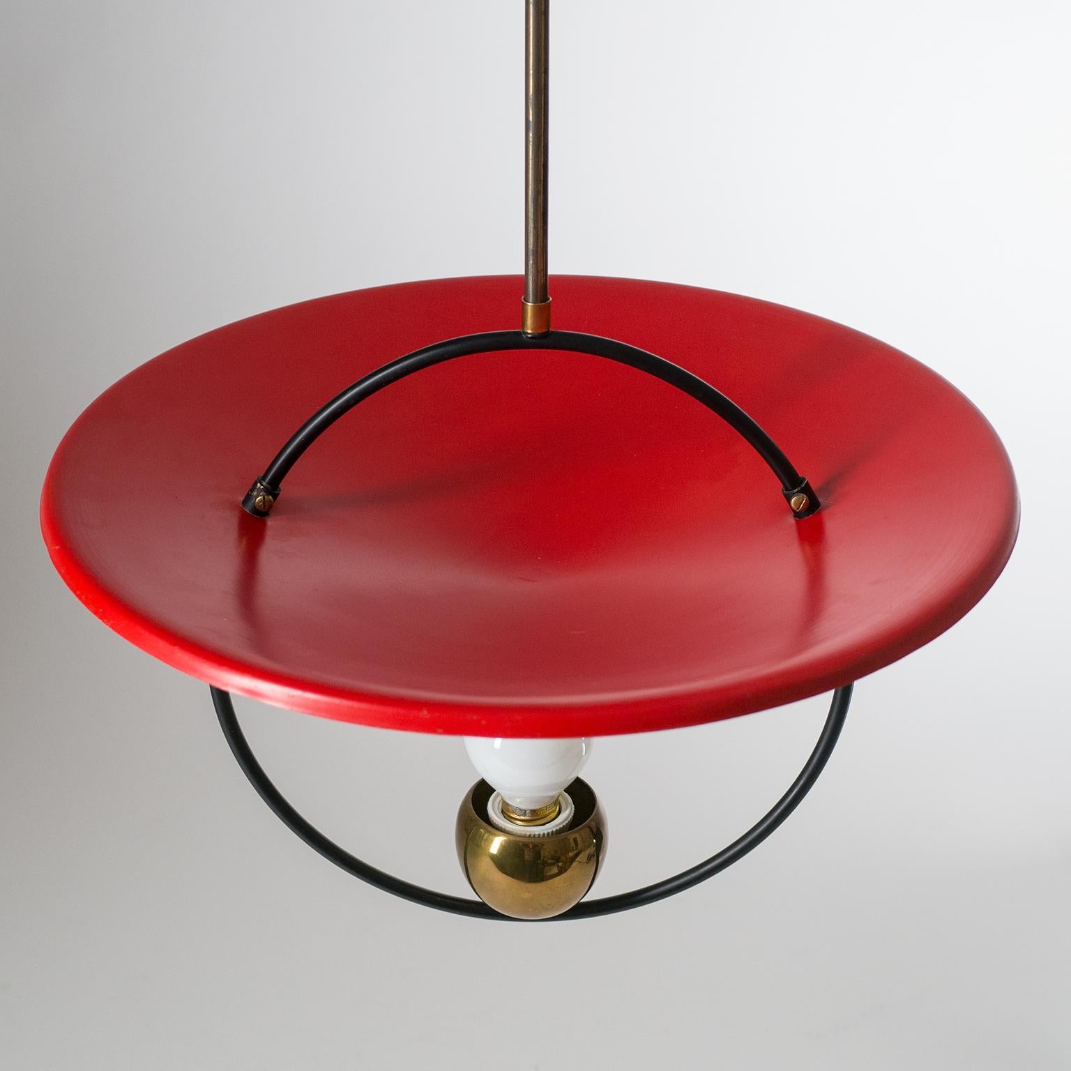 Aluminum Italian Modernist Red Lantern, 1950s