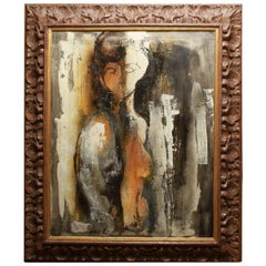 Italian Modernist Rino Giacomelli Oil Painting of a Nude Woman