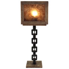 Italian Modernist Shagreen Table Lamp with Chain Link Leg